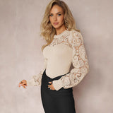 Lace Sleeve Round Neck T-Shirt