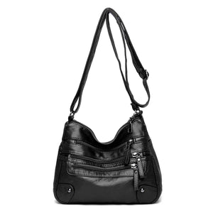 Soft Leather Fashion All-Match Double Messenger Bag Korean Version Large Capacity